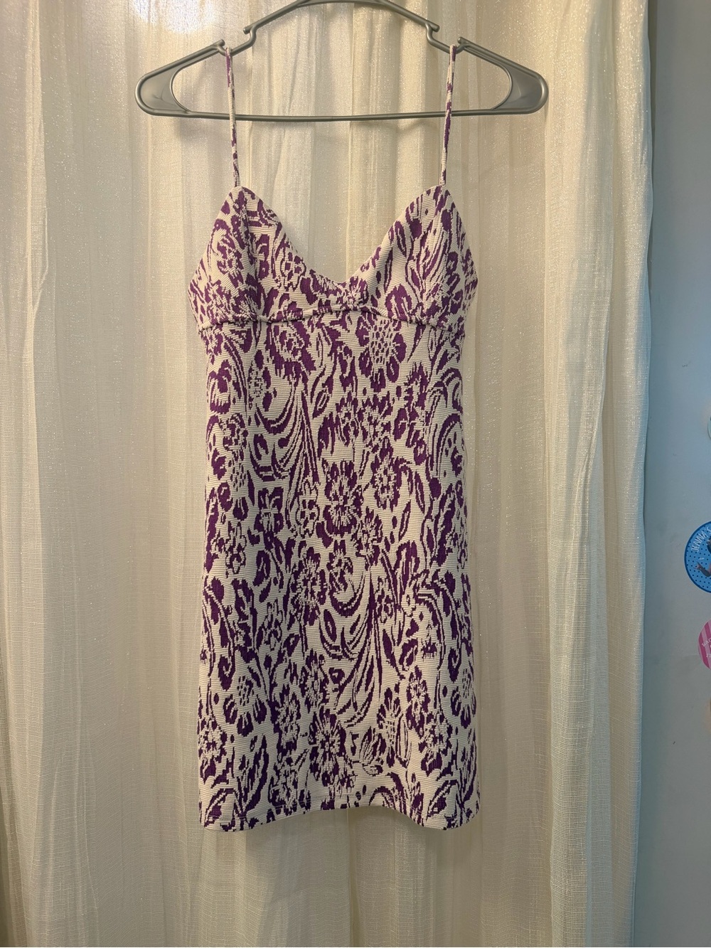 Zara Purple and White Mini Slip Dress